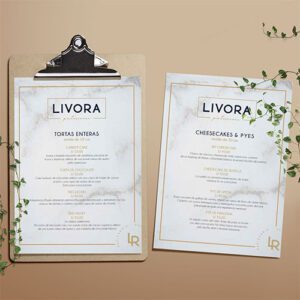 Menu design for a patisserie brand